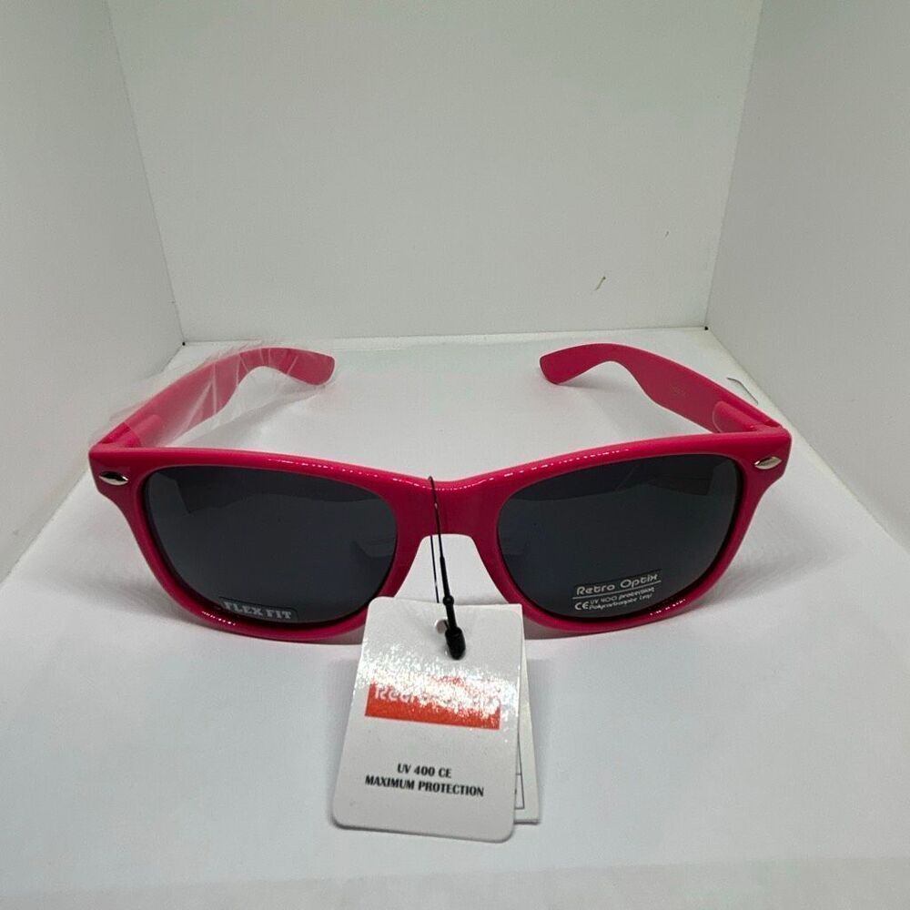 Retro Optix Neon Pink Flex Fit Sunglasses UV400 Smoke lens - Picture 3 of 3